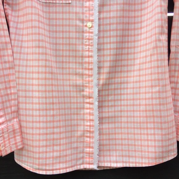 Banana Republic Gingham coral orange button down 100% cotton shirt XS - Picture 6 of 14